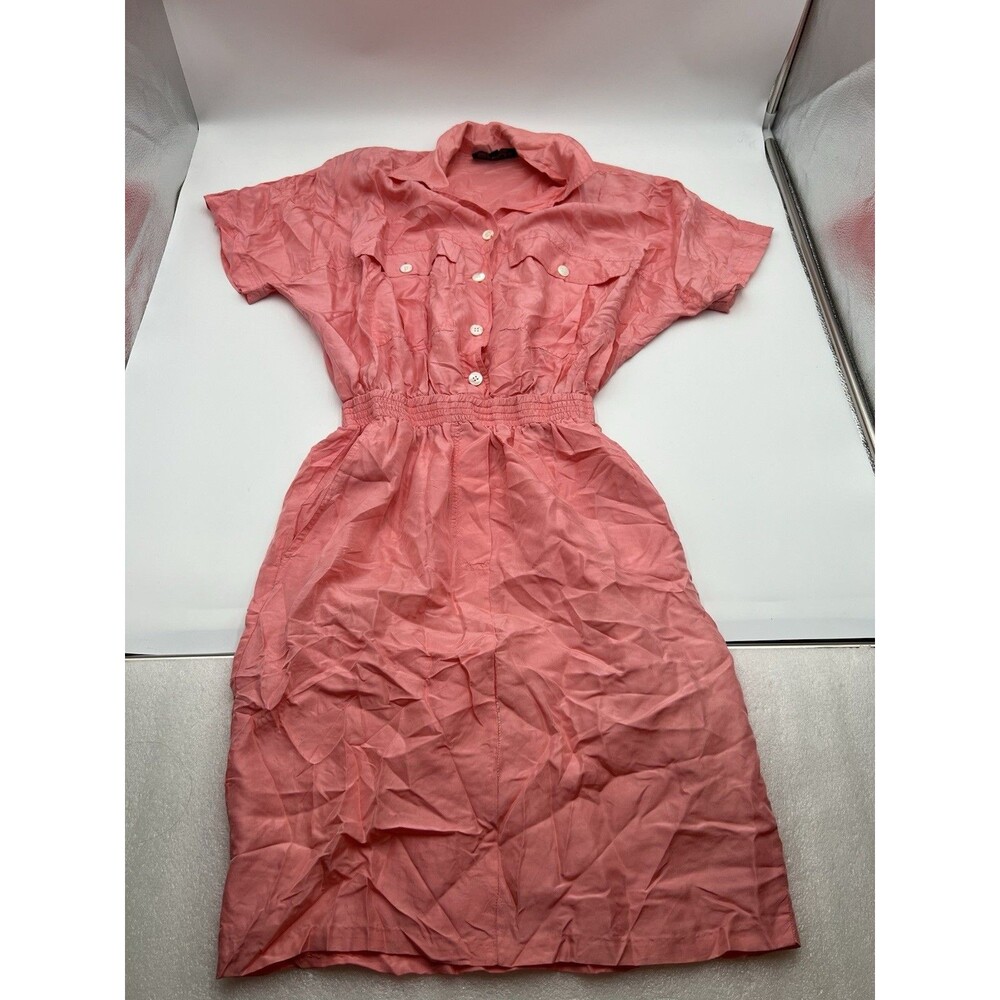 Vintage Carole Little for Saint-Tropez West Pink Shirt Dress 100% silk size 4